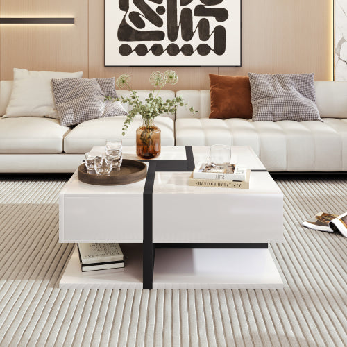 Modern Coffee Table with 4 Drawers – Stylish Design & Bottom Storage