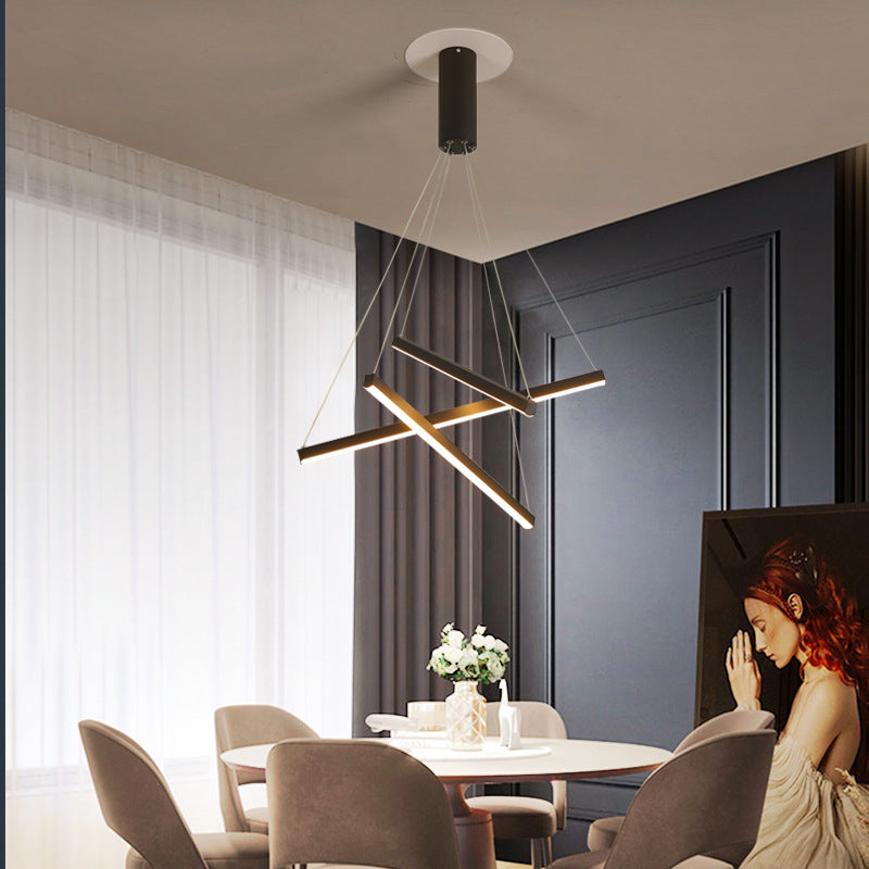 Modern Light Luxury Chandelier – Minimalist Statement for High Ceilings