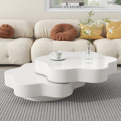 Flower-Shaped Coffee Table – Rotating Top with Double-Layer Storage