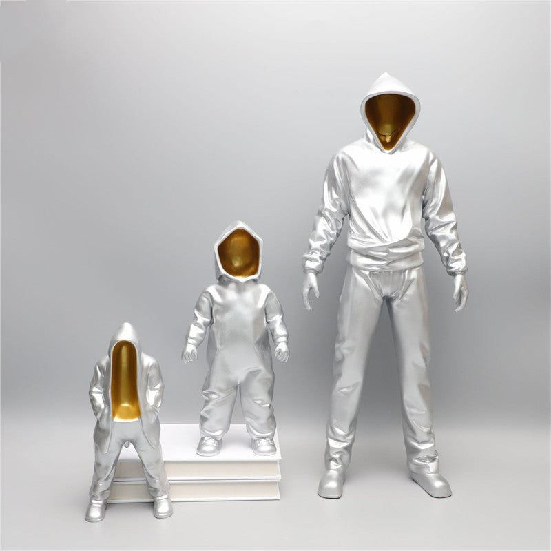Modern Silver Resin Sculpture Ornament