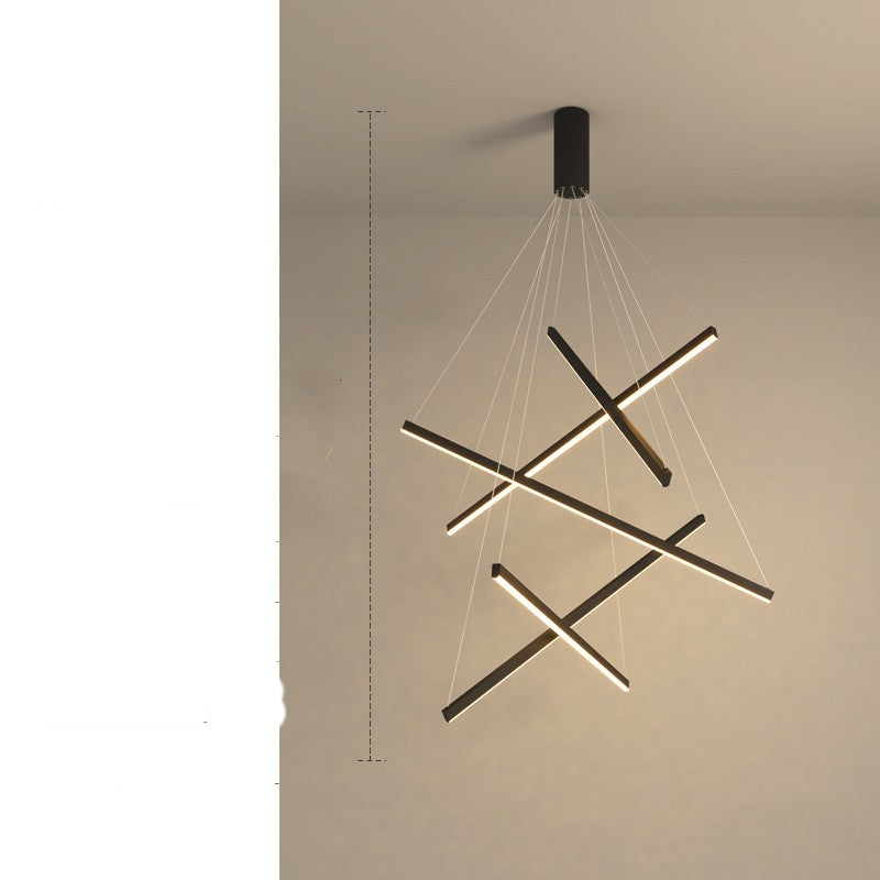 Modern Light Luxury Chandelier – Minimalist Statement for High Ceilings