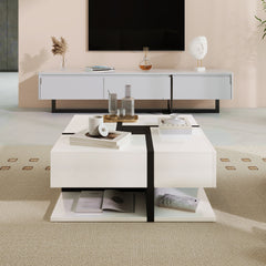 Modern Coffee Table with 4 Drawers – Stylish Design & Bottom Storage