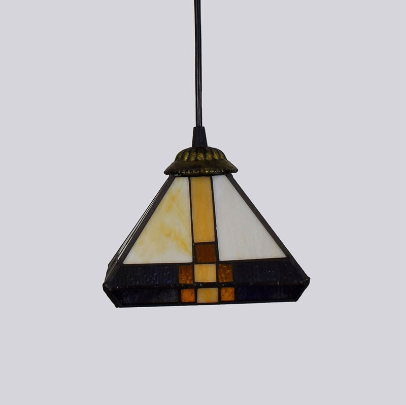 Modern Coloured Glass Chandelier – Stylish Square Light for Balcony & Café