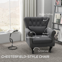 Chesterfield Accent Chair – Grey Upholstered Design