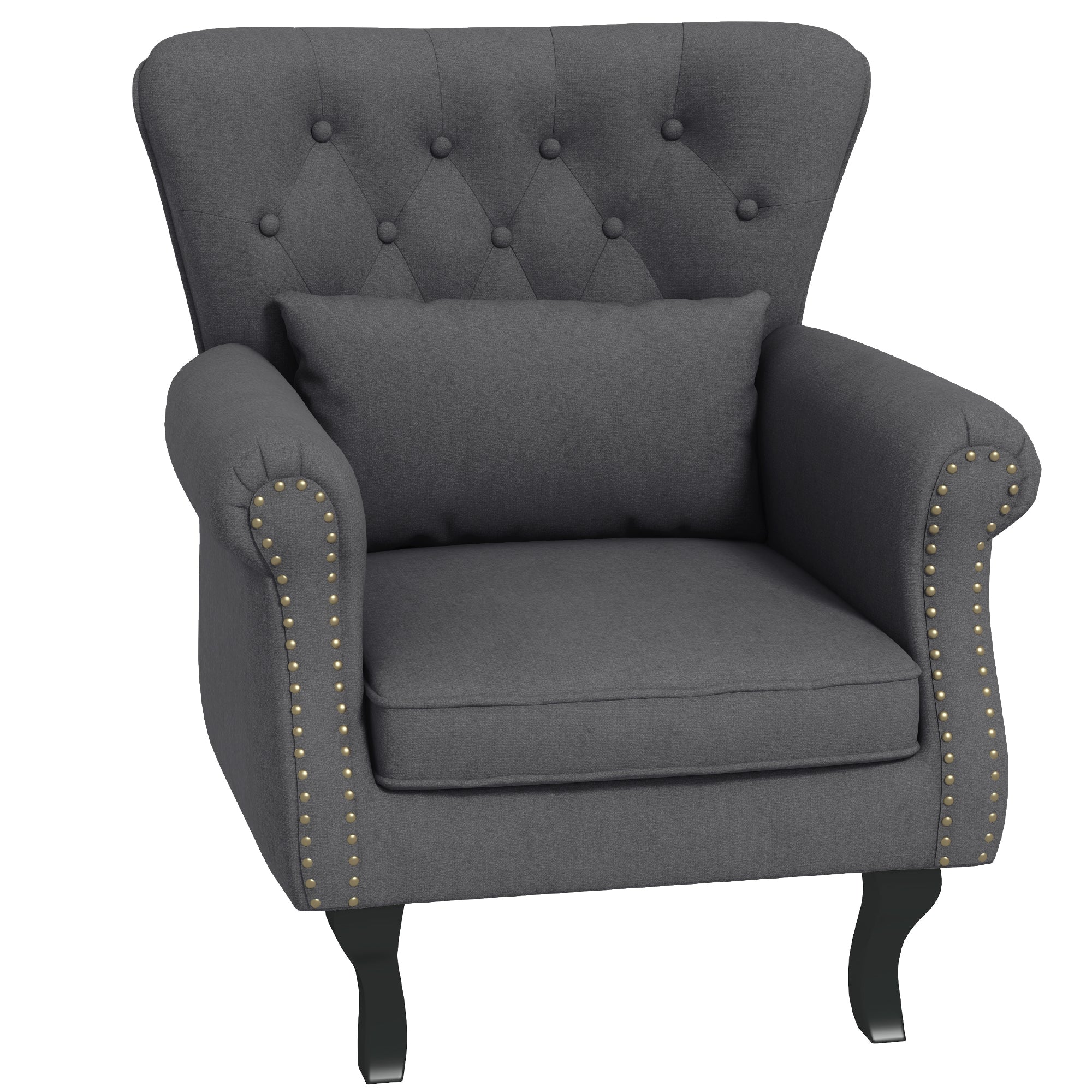 Chesterfield Accent Chair – Grey Upholstered Design