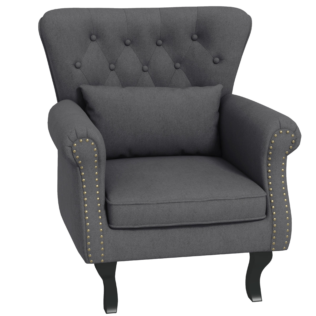 Chesterfield Accent Chair – Grey Upholstered Design