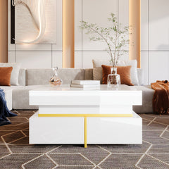 Luxury High-Gloss Coffee Table – Modern Side Table with Gold Details