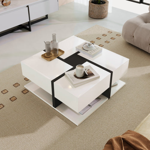 Modern Coffee Table with 4 Drawers – Stylish Design & Bottom Storage