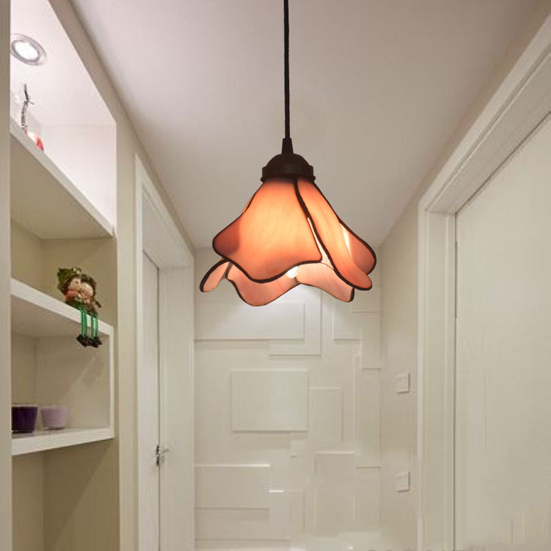 Retro Tiffany Glass Chandelier – Elegant Rustic Porch & Hallway Light