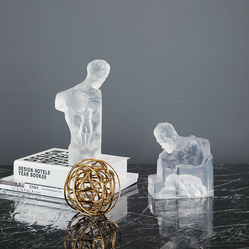 Modern Transparent Resin Figure Sculpture – Decorative Ornament