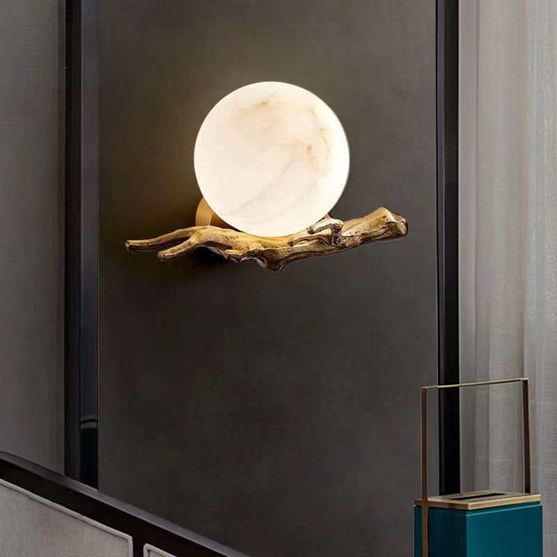 Marble Wall Lamp TV Background Wall Copper Bedside Lamp
