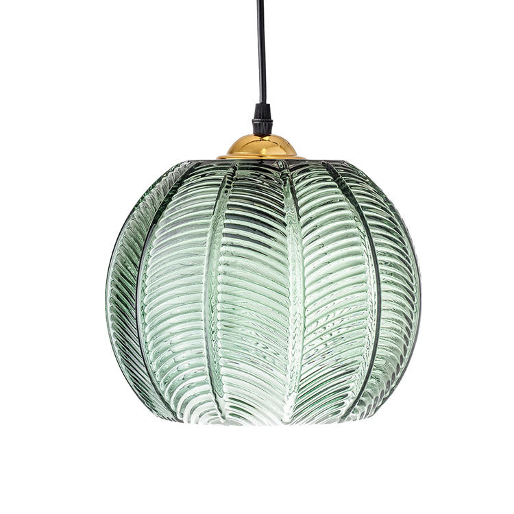 Botanical Glass Chandelier – Elegant Green Leaf Dining Room Lighting