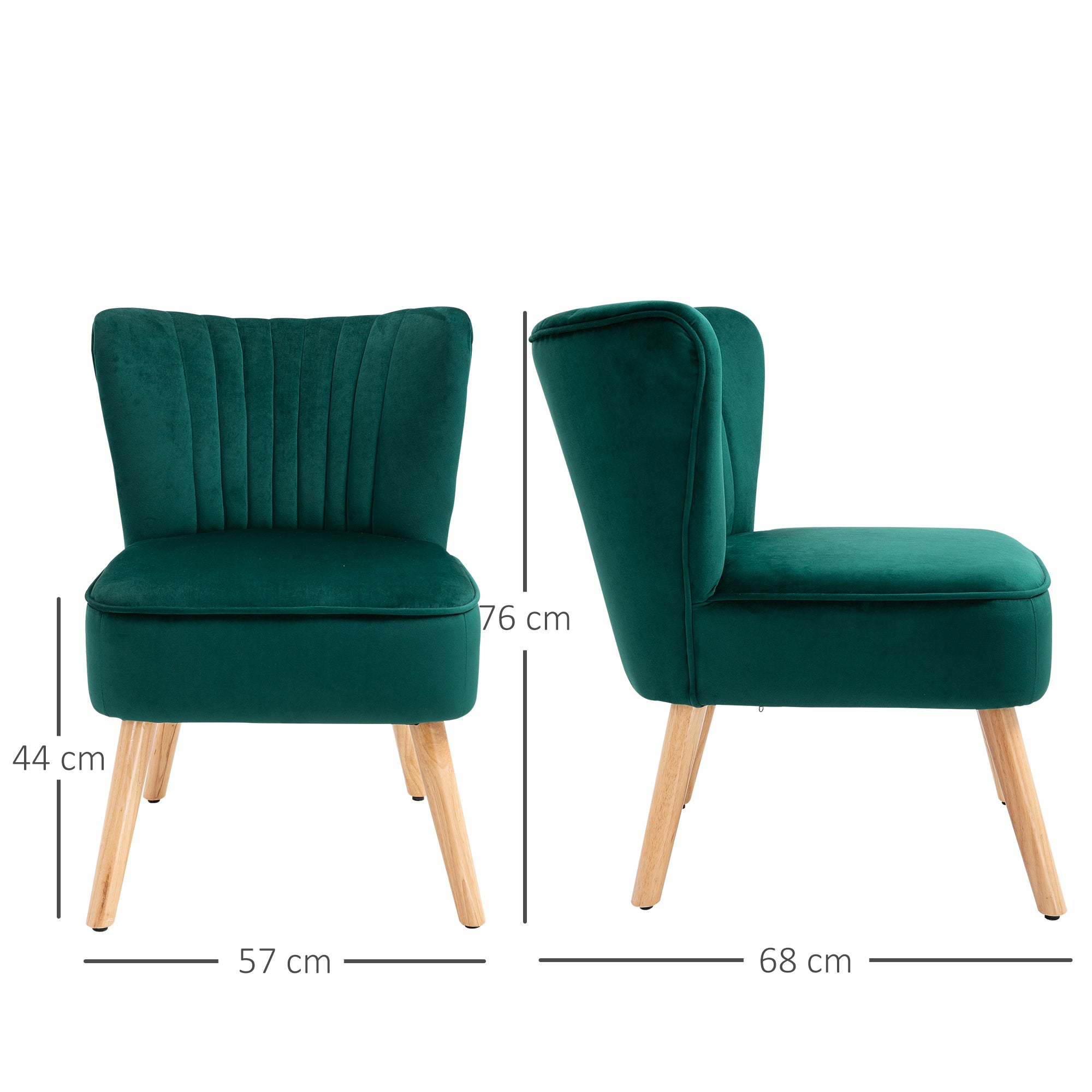 Modern Green Fabric Accent Chair – Rubber Wood Legs & Thick Padding