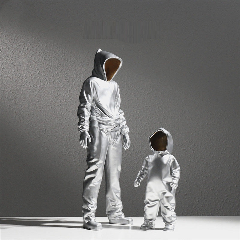 Modern Silver Resin Sculpture Ornament