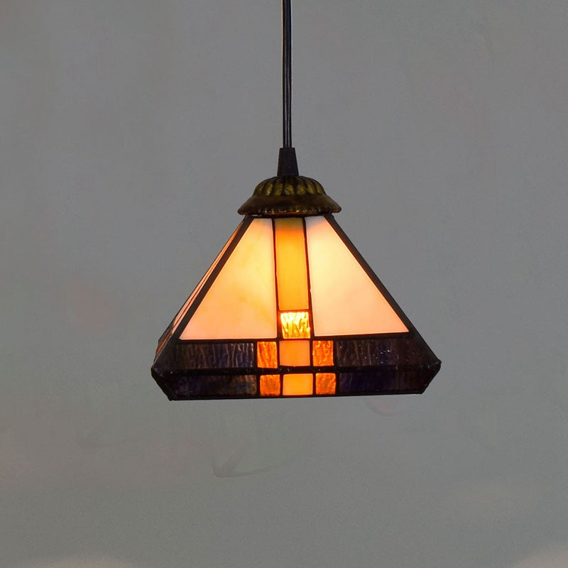 Modern Coloured Glass Chandelier – Stylish Square Light for Balcony & Café
