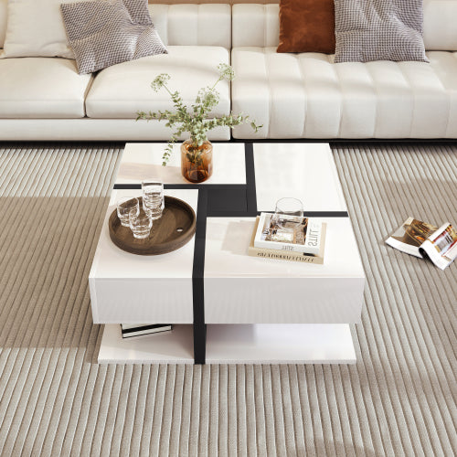 Modern Coffee Table with 4 Drawers – Stylish Design & Bottom Storage